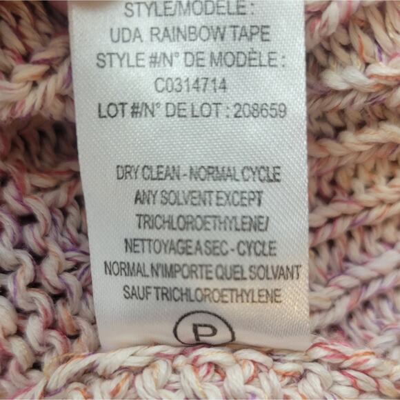 Theory UDA Rainbow Tape Sweater V Neck Open Knit Pink Size Medium - Picture 8 of 8